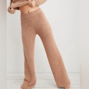 Aerie Textured Brown Straight Leg Pants